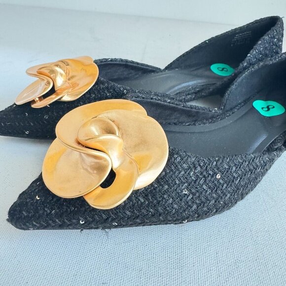 Ted Baker Emma Rose Half d'Orsay Pointed Toe Leather Flat 8 - Picture 9 of 9